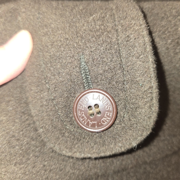 VTG Lands End Direct Merchant Wool Hooded Toggle Button Duffle Coat Choc.Brown L - Picture 10 of 10